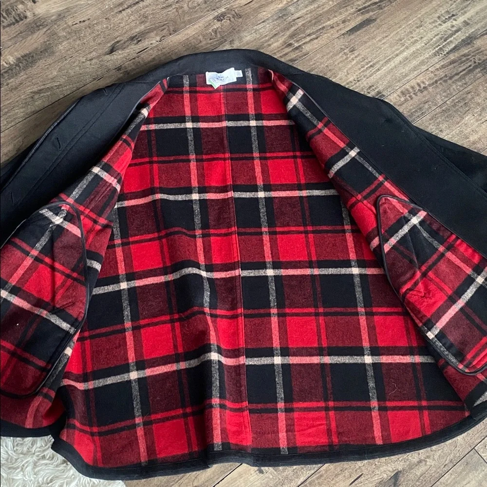 Coach Black and Plaid Wool Poncho Cape M/L - Picture 3 of 5